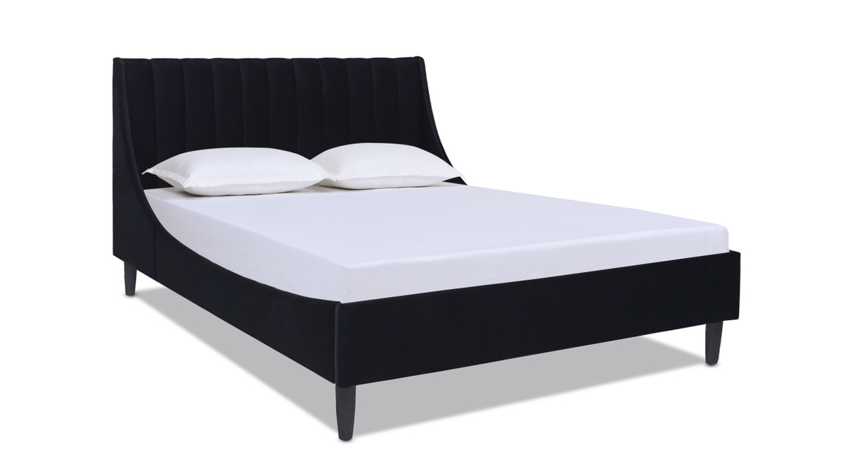 jennifer taylor home Aspen Vertical Tufted Headboard Platform Bed Set Queen Anthracite Black