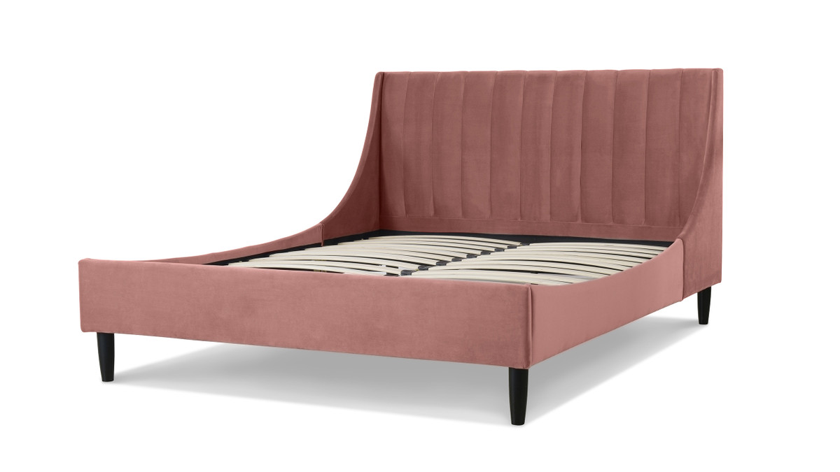 Jennifer Taylor Home Aspen Vertical Tufted Headboard Platform Bed Set Queen Ash Rose