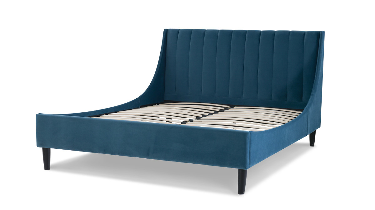 Jennifer Taylor Home Aspen Vertical Tufted Headboard Platform Bed Set Queen Satin Teal