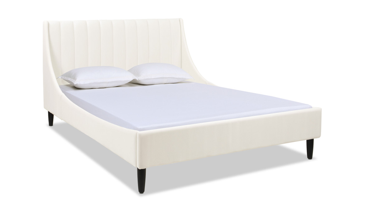 jennifer taylor home Aspen Vertical Tufted Headboard Platform Bed Set Queen Cloud White