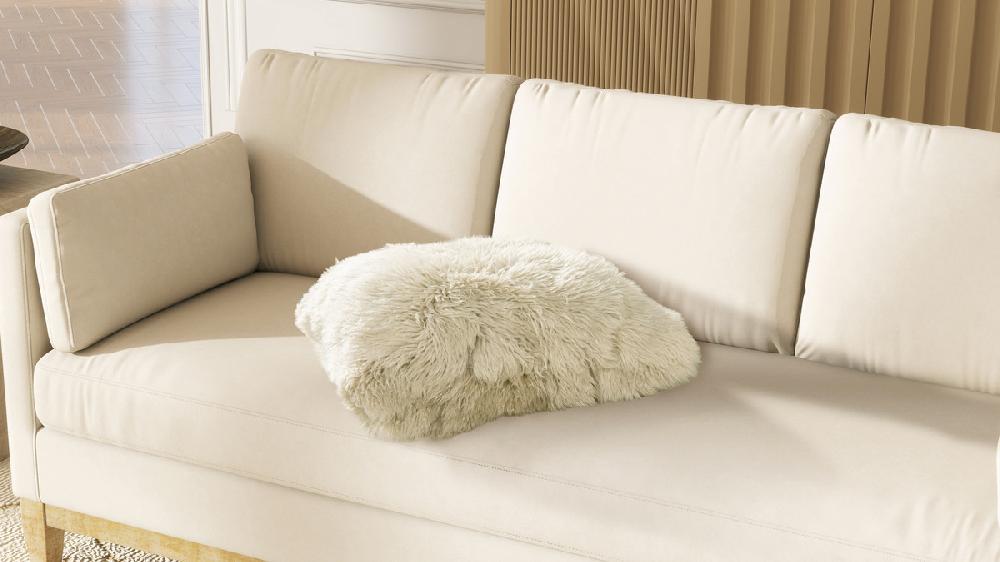 Jennifer Taylor Home Astrid 20" Sheepskin Fur Square Accent Throw Pillow Cover With Feather Insert Taupe Beige