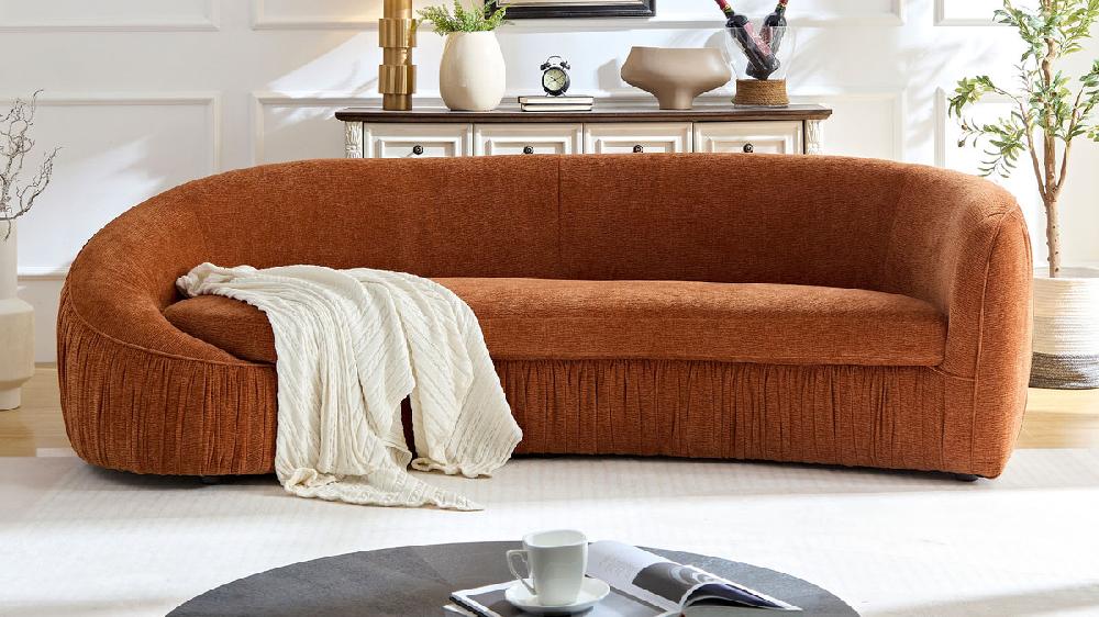 Jennifer Taylor Home Atticus 92.13" Modern Curved Sofa Orange
