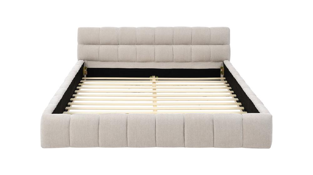 Jennifer Taylor Home Auburn Low Profile Upholstered Queen Platform Bed Chenille Beige