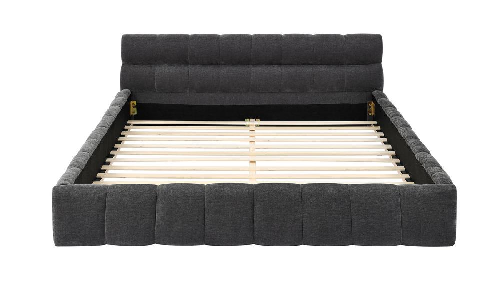 Jennifer Taylor Home Auburn Low Profile Upholstered Queen Platform Bed Chenille Dark Grey