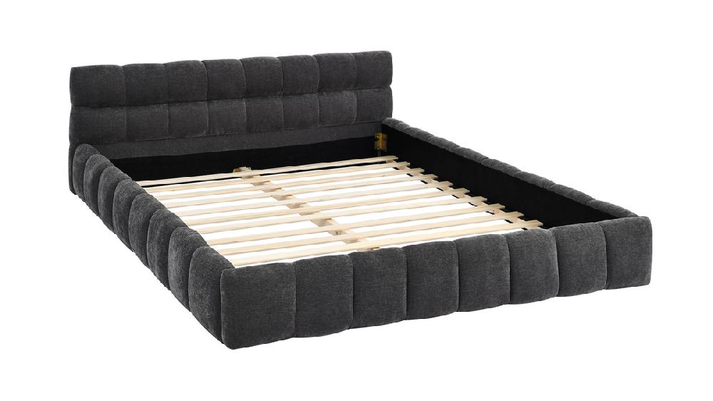 jennifer taylor home Auburn Low Profile Upholstered Queen Platform Bed Chenille Dark Grey