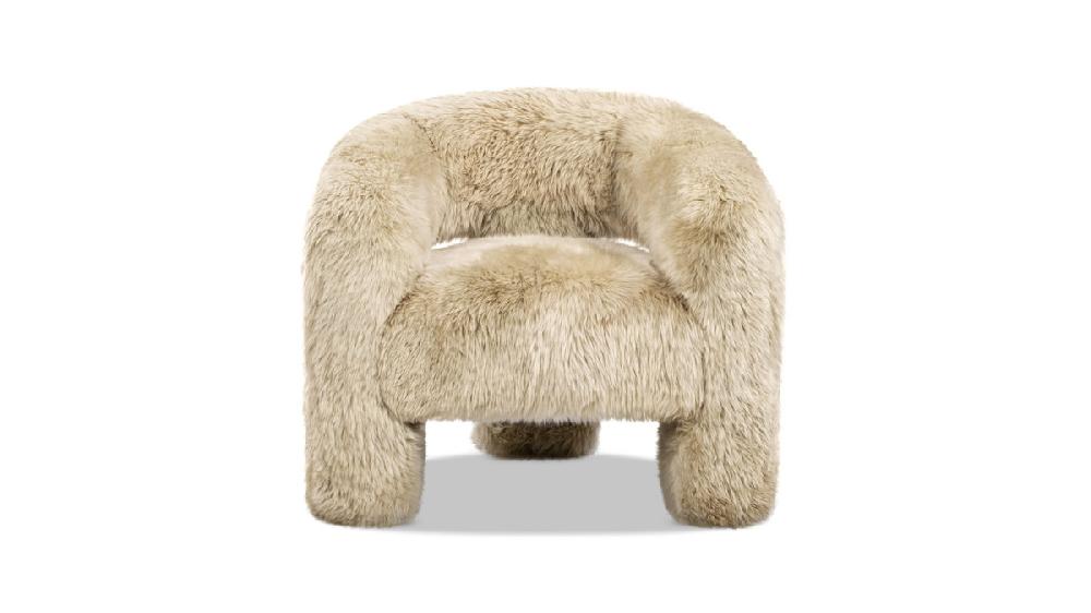 Jennifer Taylor Home Avalon 35" Genuine Sheepskin Fur Split Barrel Back Accent Chair Natural Blonde