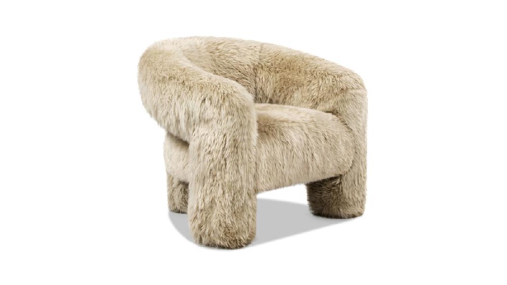 Jennifer Taylor Home Avalon 35" Genuine Sheepskin Fur Split Barrel Back Accent Chair Natural Blonde