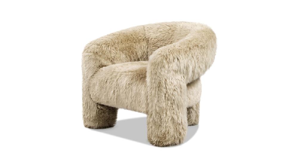 jennifer taylor home Avalon 35" Genuine Sheepskin Fur Split Barrel Back Accent Chair Natural Blonde