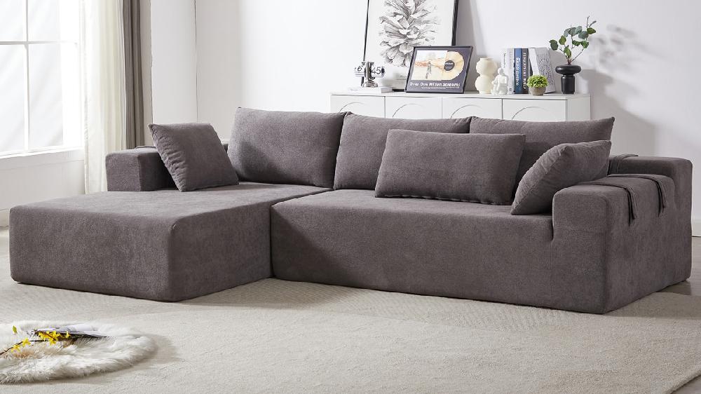 Jennifer Taylor Home Avery 108" LAF Sofa-in-a-Box Sectional Sofa Chenille Gray
