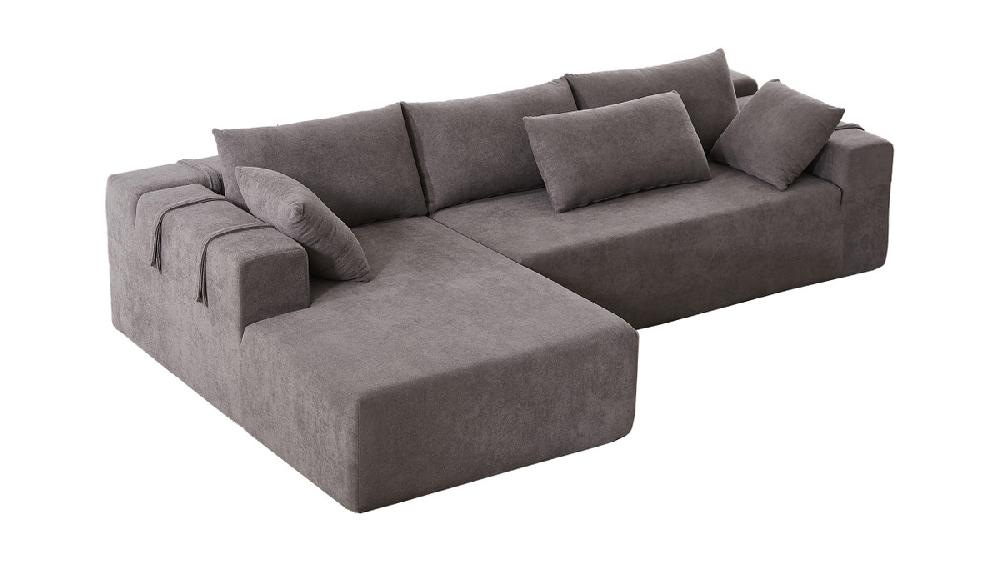 Jennifer Taylor Home Avery 108" LAF Sofa-in-a-Box Sectional Sofa Chenille Gray