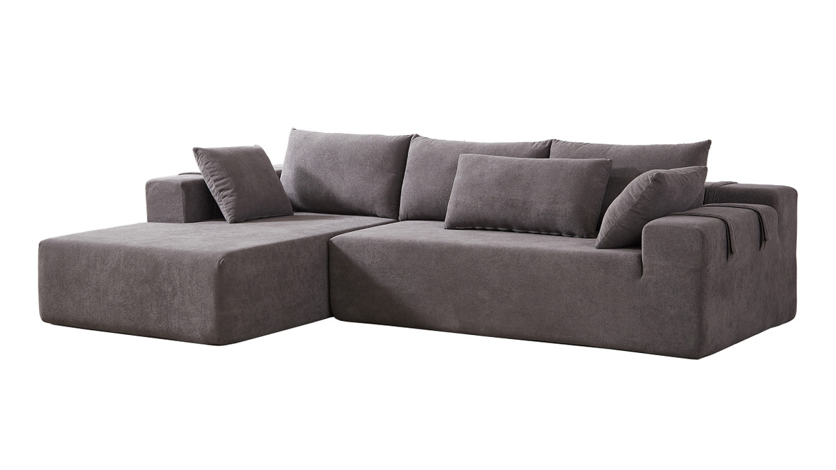jennifer taylor home Avery 108" LAF Sofa-in-a-Box Sectional Sofa Chenille Gray