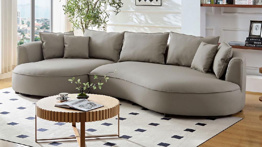 Jennifer Taylor Home Barronne 128.74" Wide Curved Left-Facing Sectional Sofa In Bonded Leather