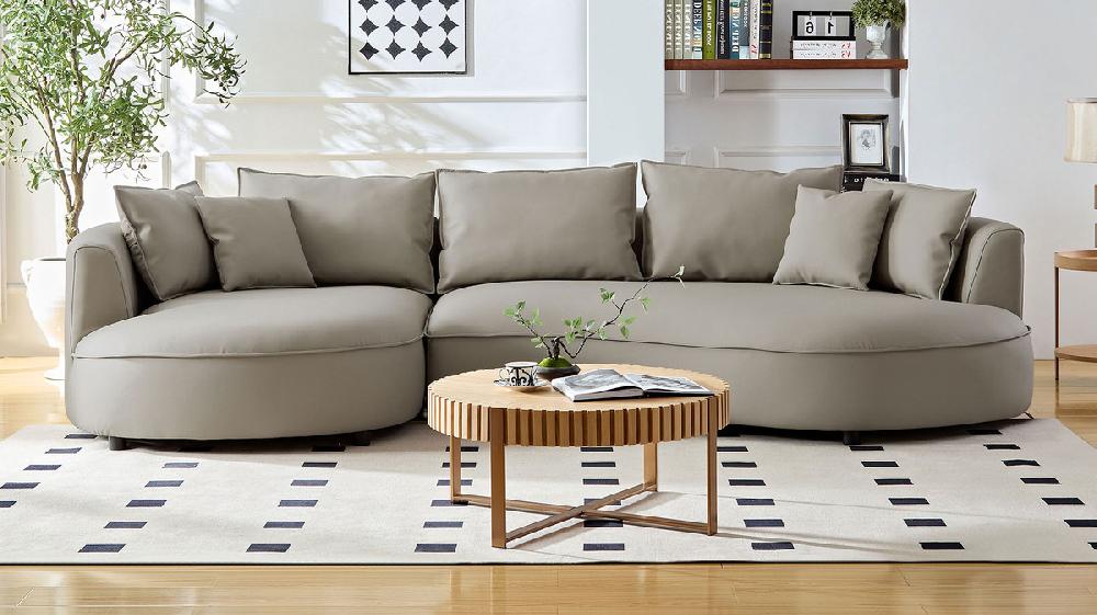 Jennifer Taylor Home Barronne 128.74" Wide Curved Left-Facing Sectional Sofa In Bonded Leather