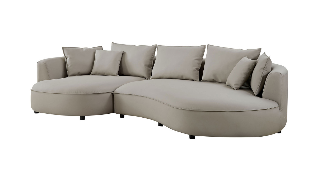 Jennifer Taylor Home Barronne 128.74" Wide Curved Left-Facing Sectional Sofa In Bonded Leather