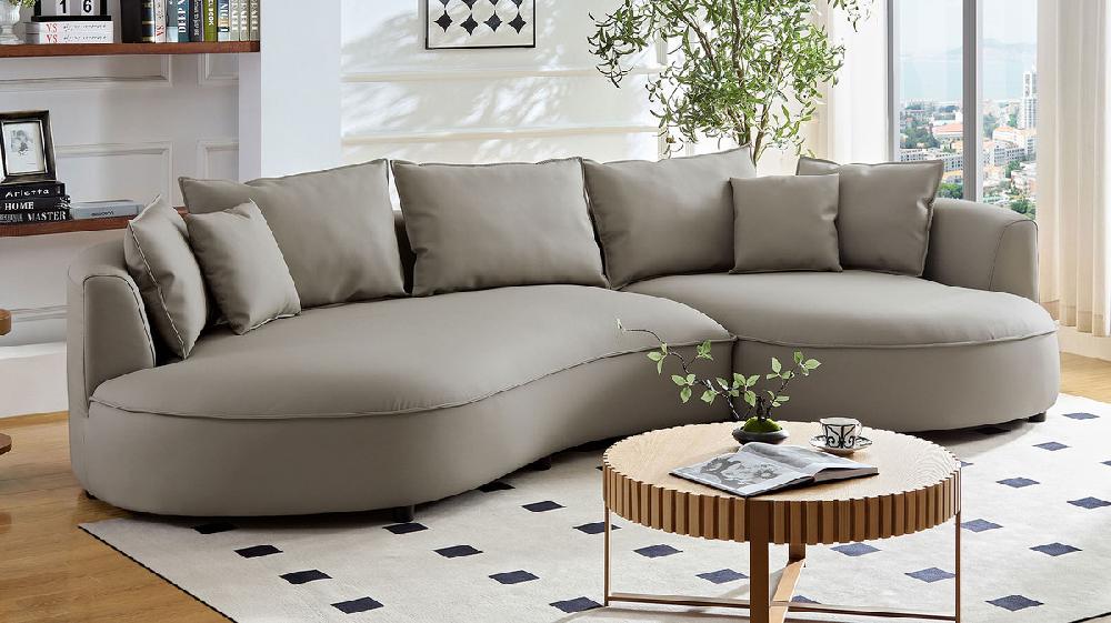 Jennifer Taylor Home Barronne 128.74" Wide Curved Right-Facing Sectional Sofa In Bonded Leather