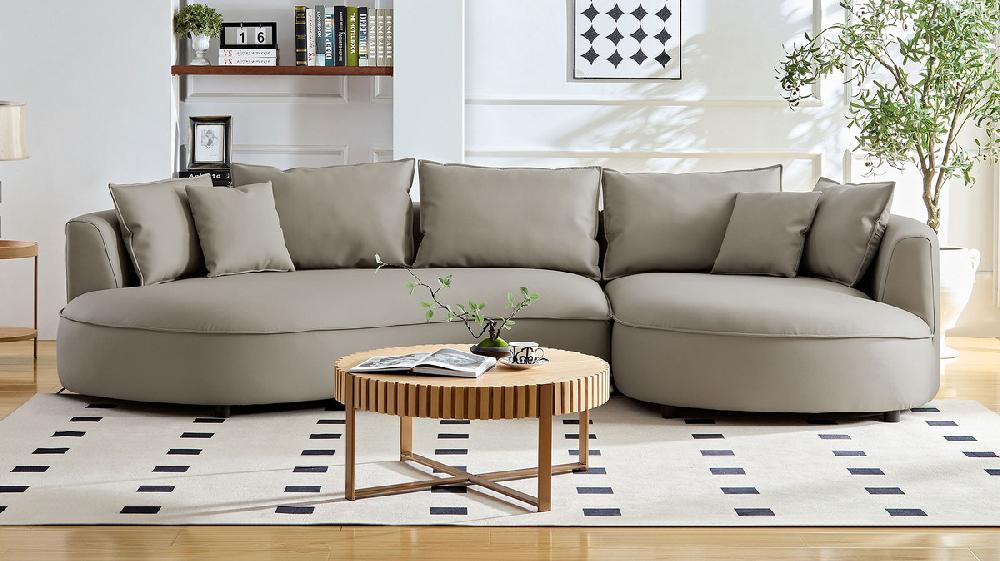 Jennifer Taylor Home Barronne 128.74" Wide Curved Right-Facing Sectional Sofa In Bonded Leather