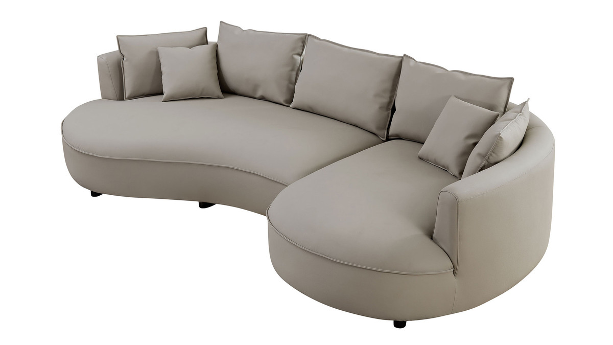 Jennifer Taylor Home Barronne 128.74" Wide Curved Right-Facing Sectional Sofa In Bonded Leather