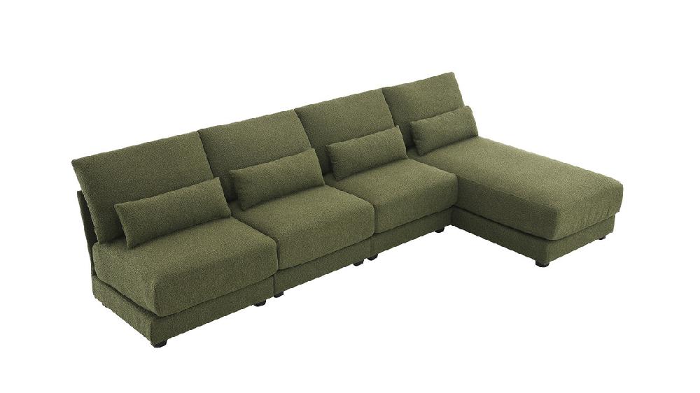 Jennifer Taylor Home Bayshore 120" Reversible Armless Chaise Sectional Sofa Bouclé Green