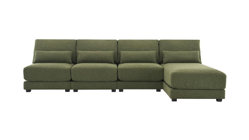 jennifer taylor home Bayshore 120" Reversible Armless Chaise Sectional Sofa Bouclé Green