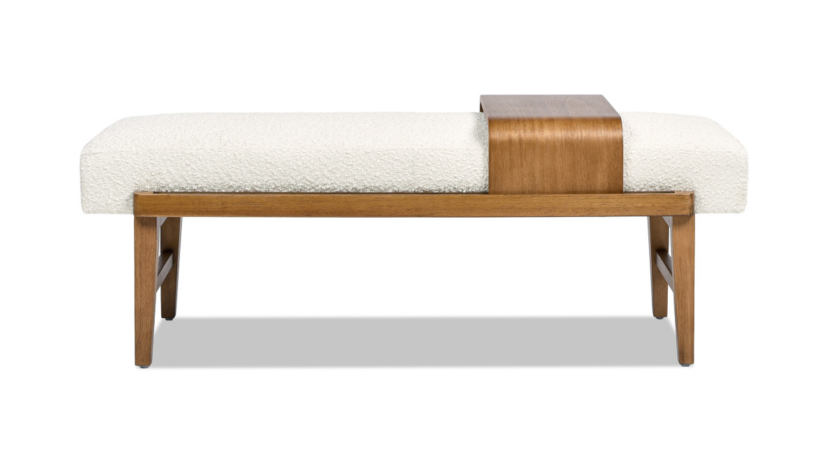 Jennifer Taylor Home Billie 52" Modern Telephone Bench With Sliding Shelf Ivory White Bouclé