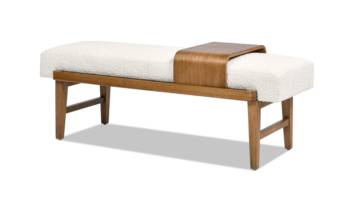 jennifer taylor home Billie 52" Modern Telephone Bench with Sliding Shelf Ivory White Bouclé