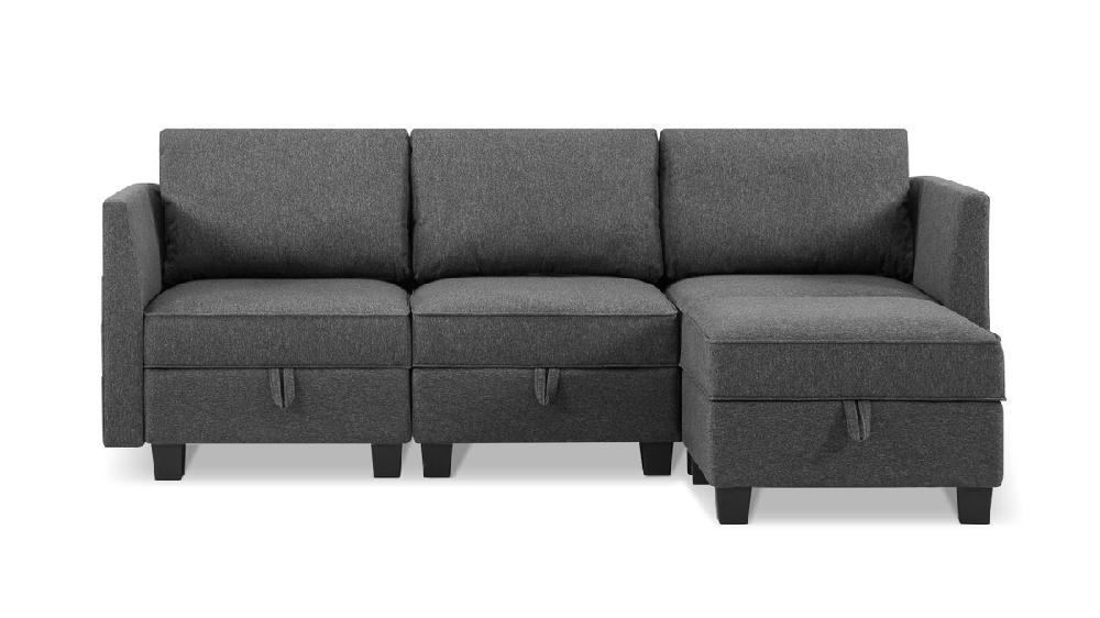 jennifer taylor home Billy 86" Modular 4-Piece Storage Sectional Sofa Soapstone Gray