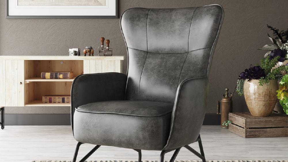 Jennifer Taylor Home Blaine 27.5" Faux Leather Wingback Accent Chair Charcoal Gray