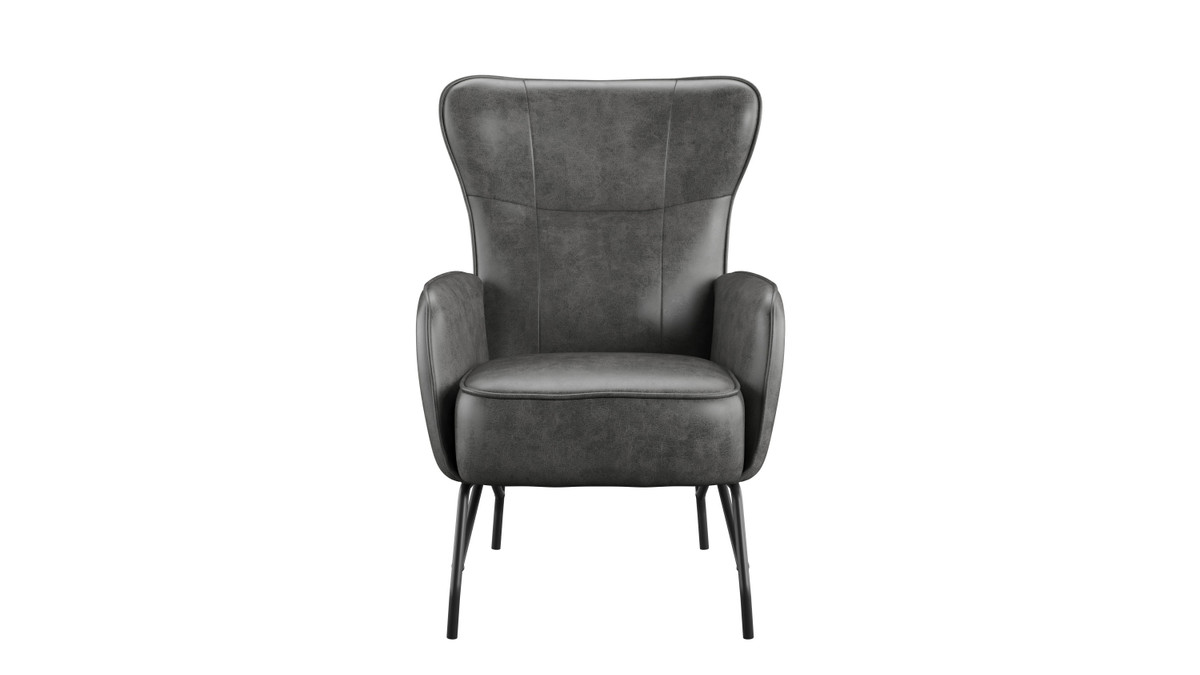 Jennifer Taylor Home Blaine 27.5" Faux Leather Wingback Accent Chair Charcoal Gray