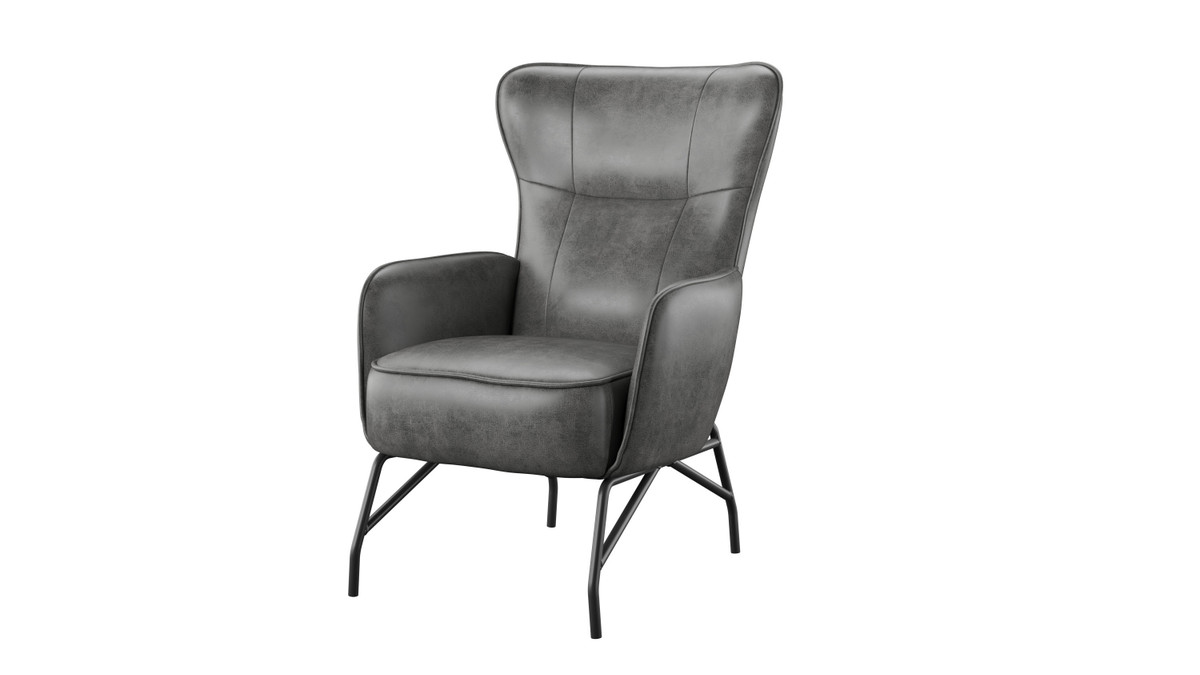 jennifer taylor home Blaine 27.5" Faux Leather Wingback Accent Chair Charcoal Gray
