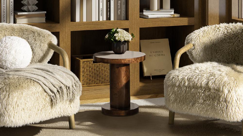 Jennifer Taylor Home Bolin 18" Round Pillar Burl Wood Accent Side Table Walnut Brown