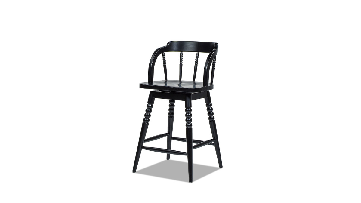 jennifer taylor home Breda 25.5" Turned Bubble Spindle Low-Back Wood Counter Stool Black