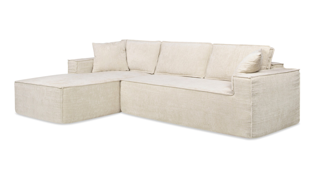 Jennifer Taylor Home Brenley 110.5" LAF Sofa-in-a-Box Sectional Sofa Porcelain Light Beige