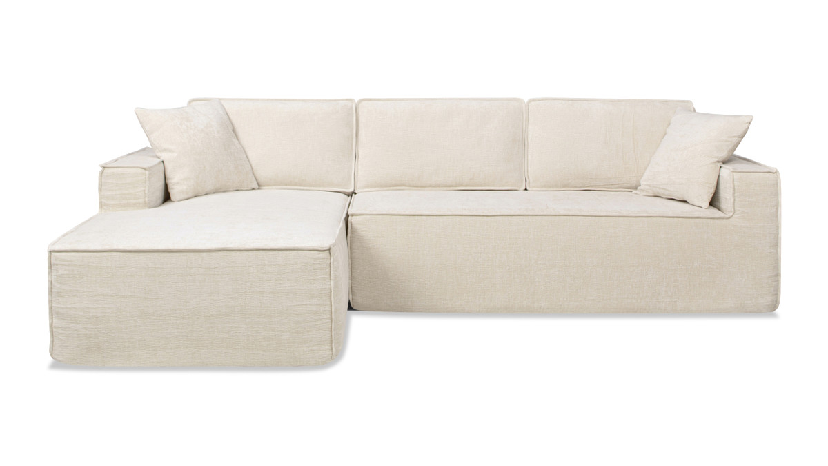 jennifer taylor home Brenley 110.5" LAF Sofa-in-a-Box Sectional Sofa Porcelain Light Beige