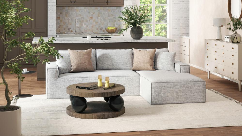 Jennifer Taylor Home Brenley 110.5" RAF Sofa-in-a-Box Sectional Sofa Ash Gray