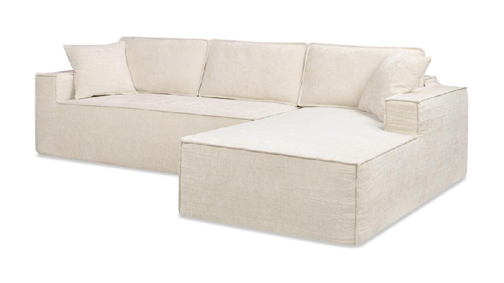 Jennifer Taylor Home Brenley 110.5" RAF Sofa-in-a-Box Sectional Sofa Porcelain Light Beige