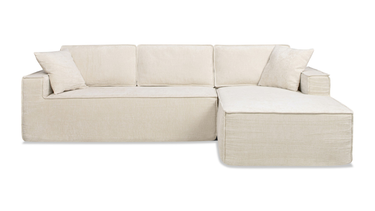 jennifer taylor home Brenley 110.5" RAF Sofa-in-a-Box Sectional Sofa Porcelain Light Beige