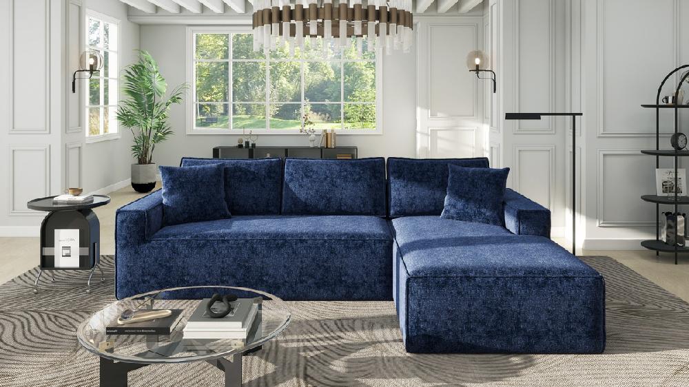 Jennifer Taylor Home Brenley 110.5" RAF Sofa-in-a-Box Sectional Sofa Twilight Navy Blue