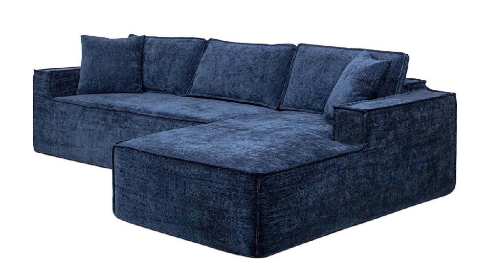 Jennifer Taylor Home Brenley 110.5" RAF Sofa-in-a-Box Sectional Sofa Twilight Navy Blue