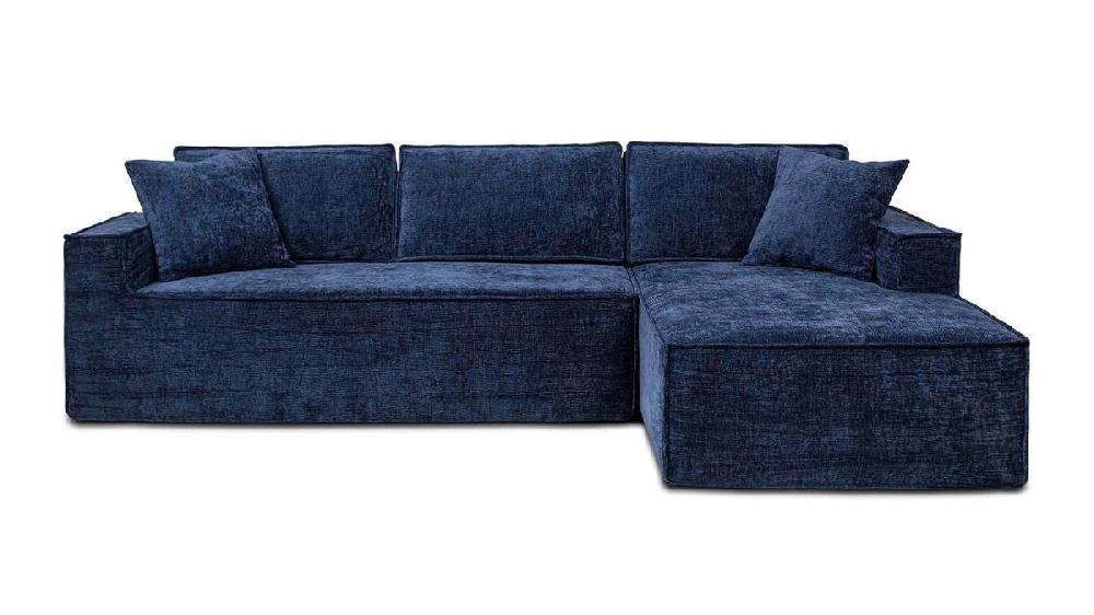 jennifer taylor home Brenley 110.5" RAF Sofa-in-a-Box Sectional Sofa Twilight Navy Blue