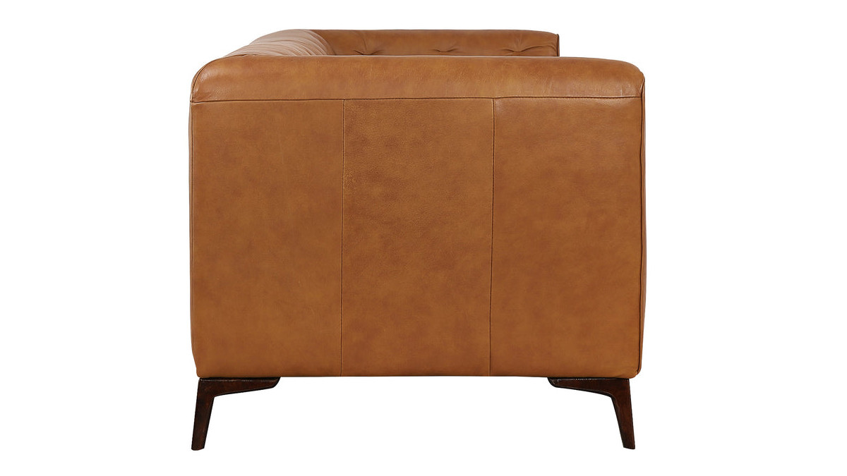 Jennifer Taylor Home Brentwood 90" Genuine Leather Chesterfield Sofa Cognac Tan