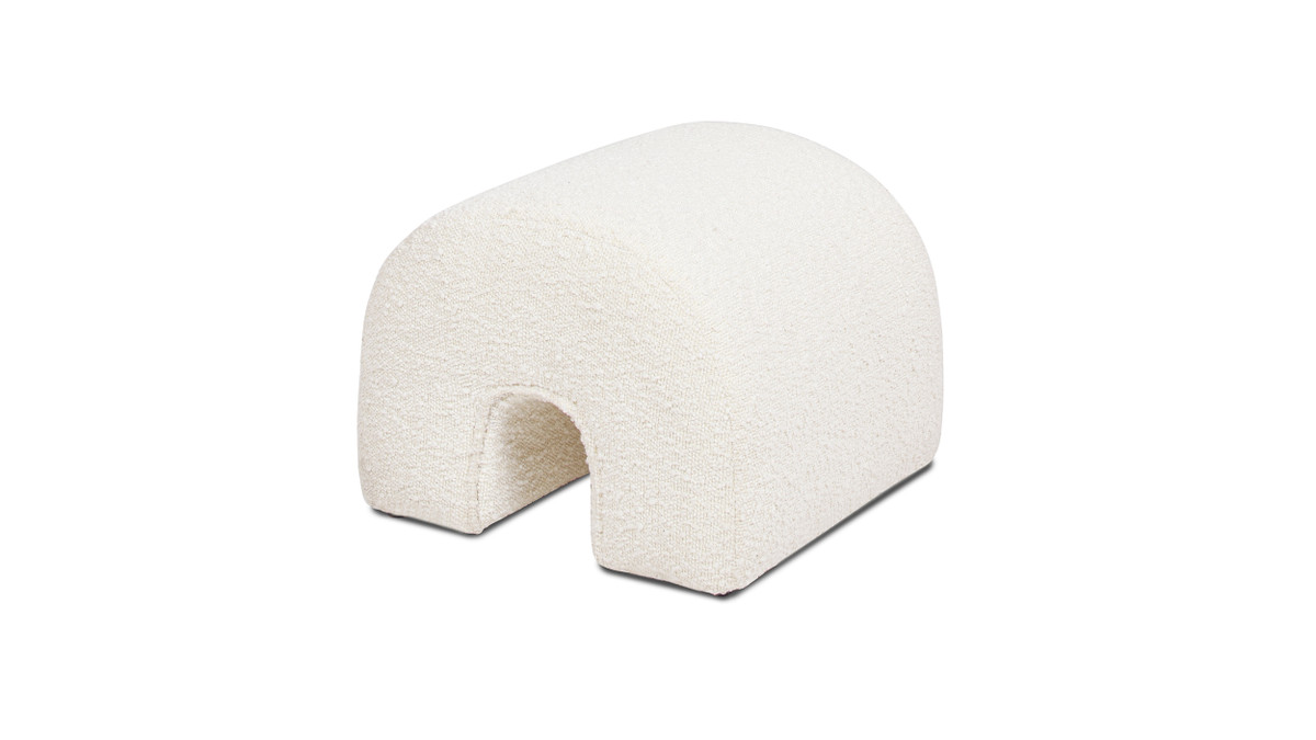 jennifer taylor home Bridge 16" Arched Upholstered Footstool Ottoman Ivory White Bouclé