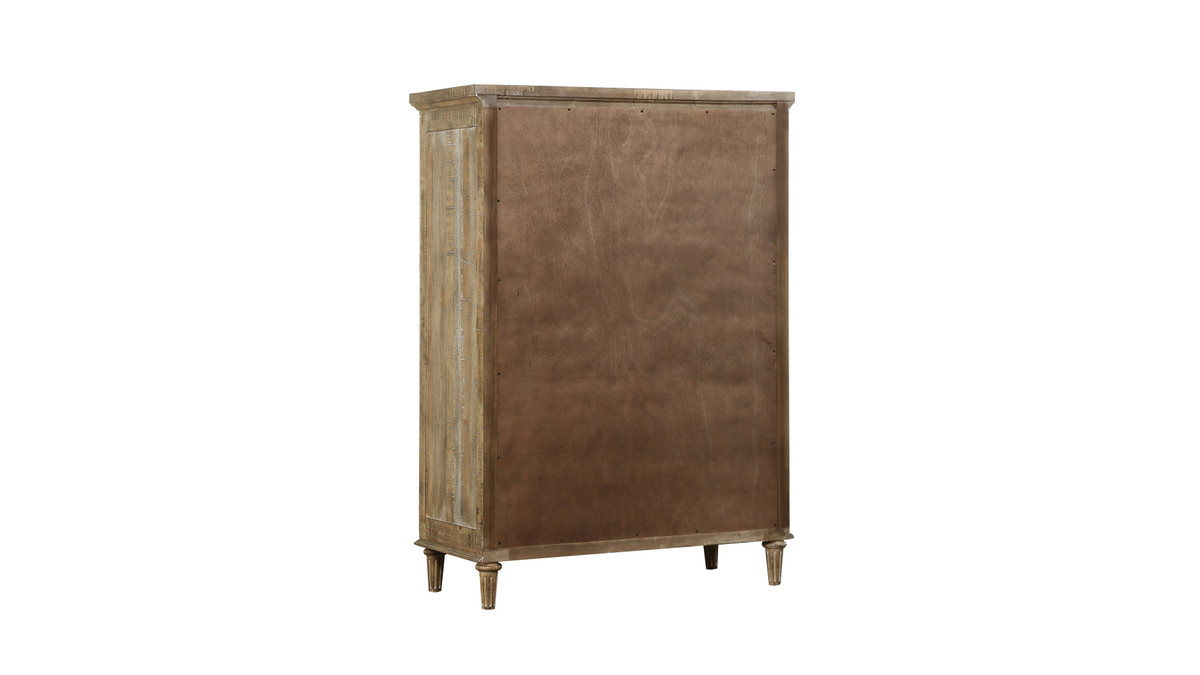 Jennifer Taylor Home Bridger 42" 5-Drawer Distressed Wood Chest In Sandstone Buff