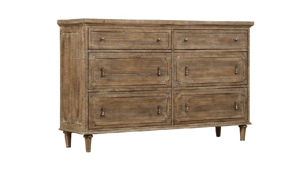 Jennifer Taylor Home Bridger 64" 6-Drawer Distressed Wood Dresser
