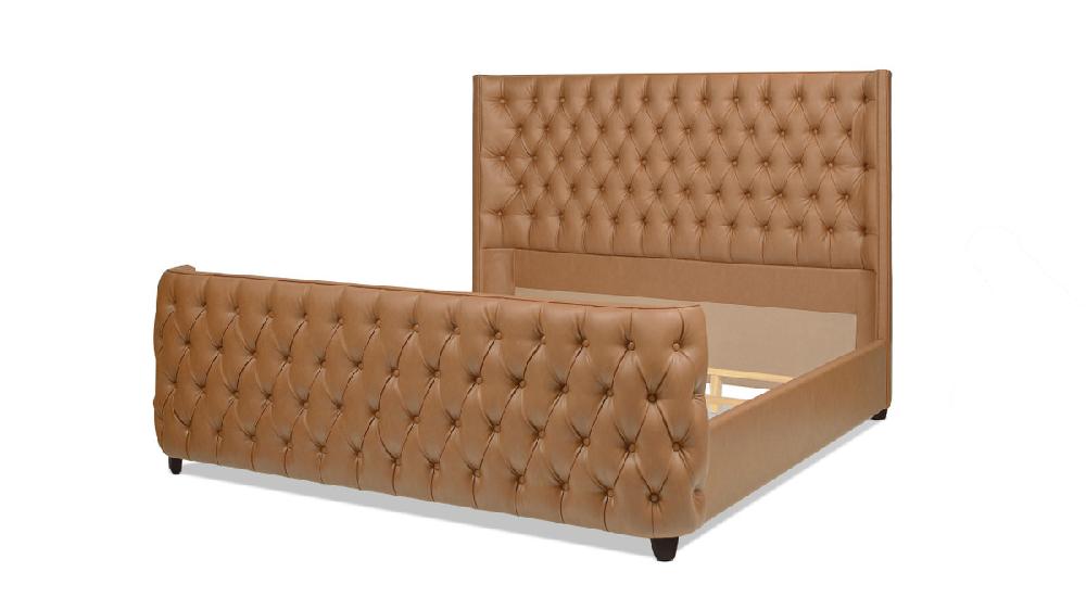 Jennifer Taylor Home Brooklyn King Tufted Panel Bed Headboard And Footboard Set Caramel Tan Brown