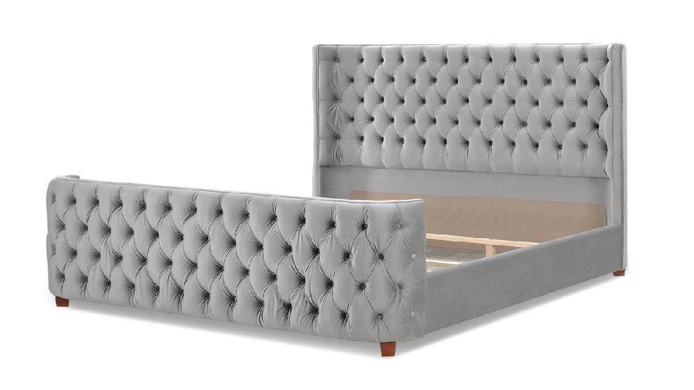 Jennifer Taylor Home Brooklyn King Tufted Panel Bed Headboard And Footboard Set Opal Grey
