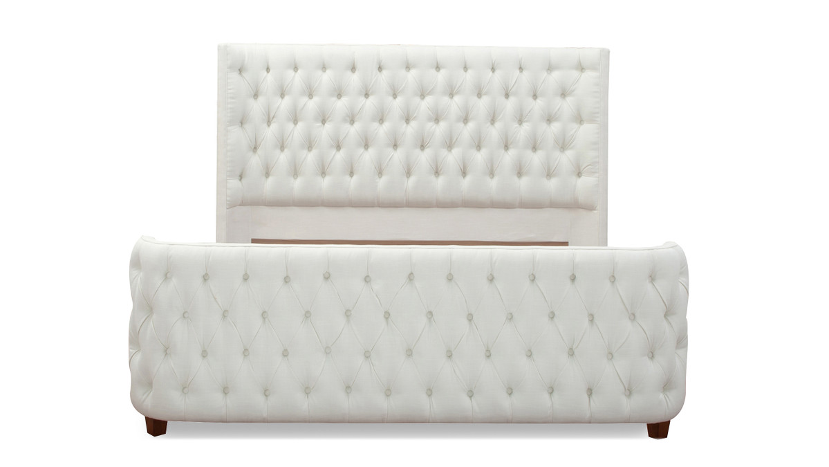 Jennifer Taylor Home Brooklyn King Tufted Panel Bed Headboard And Footboard Set Antique White