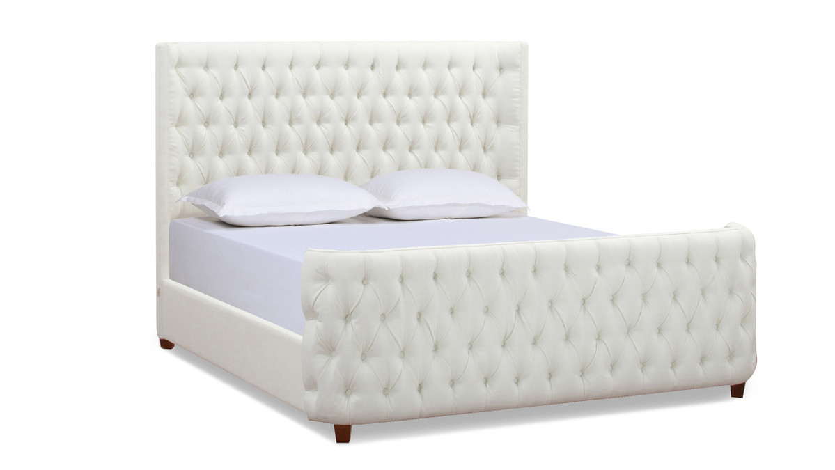jennifer taylor home Brooklyn King Tufted Panel Bed Headboard and Footboard Set Antique White