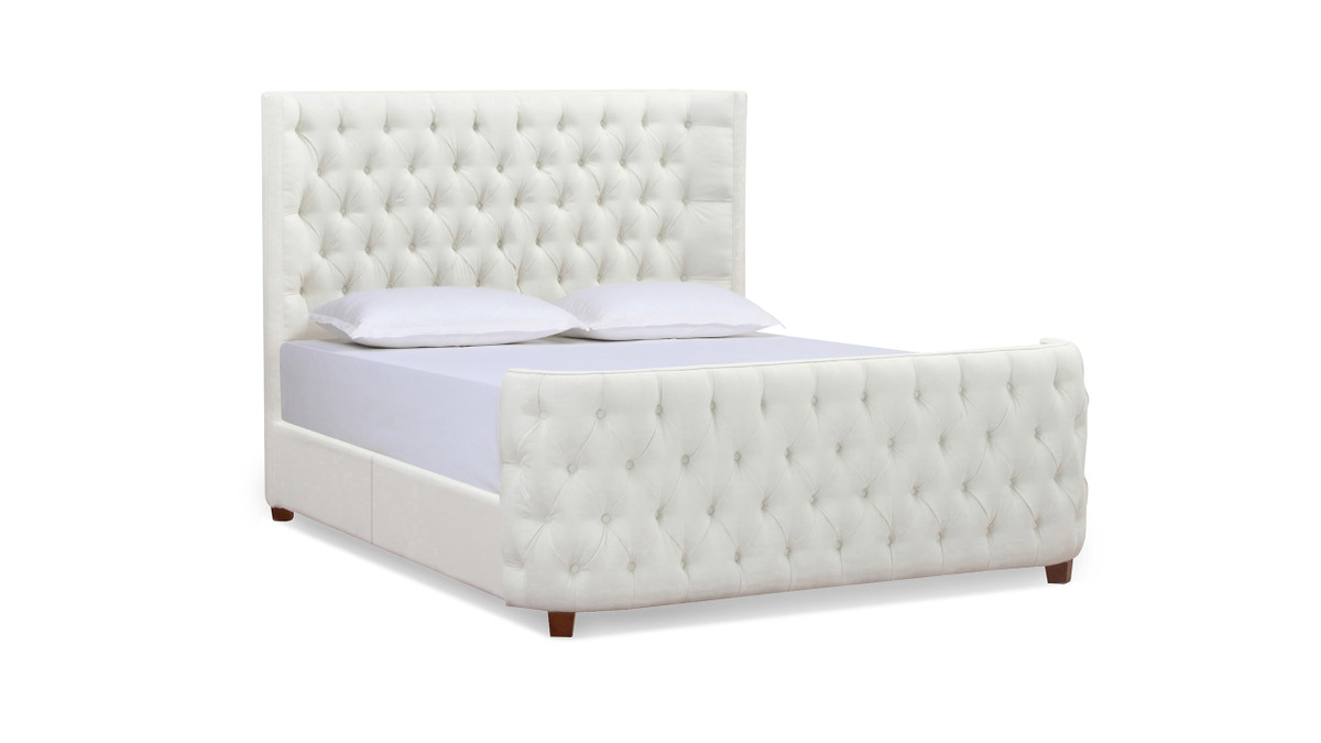 jennifer taylor home Brooklyn Queen Tufted Panel Bed Headboard and Footboard Set Antique White