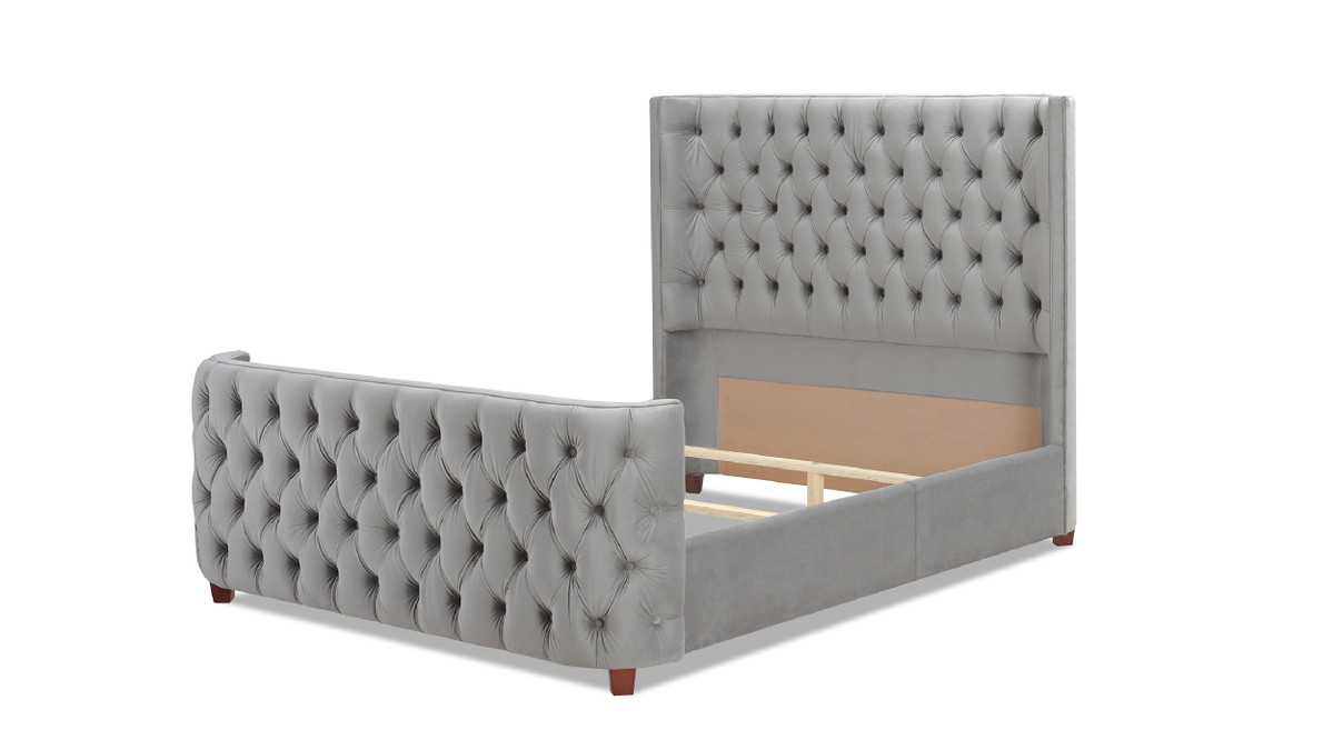 Jennifer Taylor Home Brooklyn Queen Tufted Panel Bed Headboard And Footboard Set Opal Grey