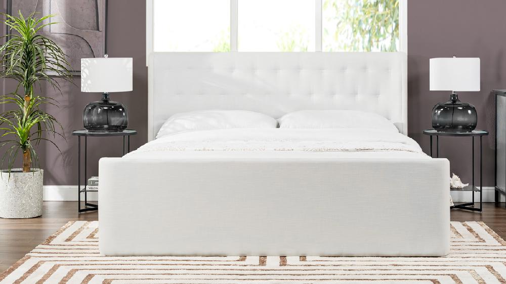 Jennifer Taylor Home Brooks Contemporary Tufted Shelter Platform Bed King Antique White